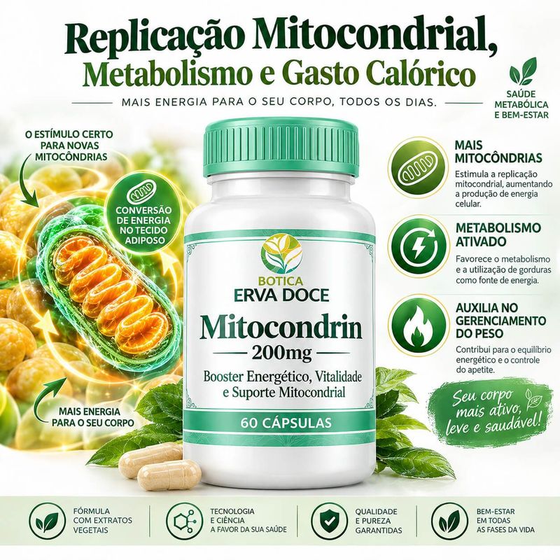 Mitocondrin 200mg Booster Energético 60 Capsulas