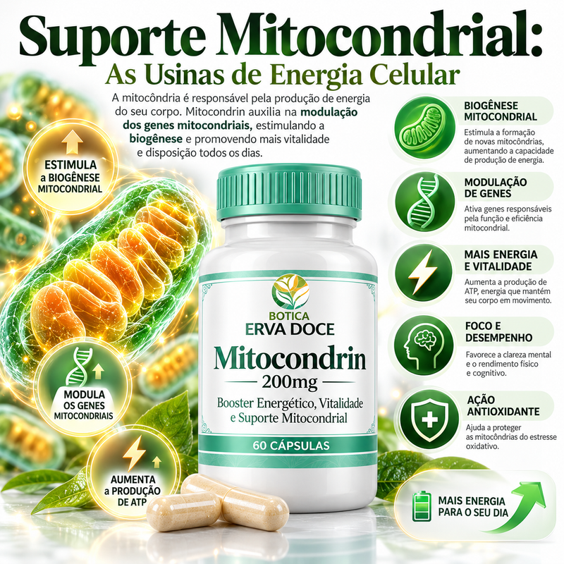 Mitocondrin 200mg - Suporte Mitocondrial  30 Doses