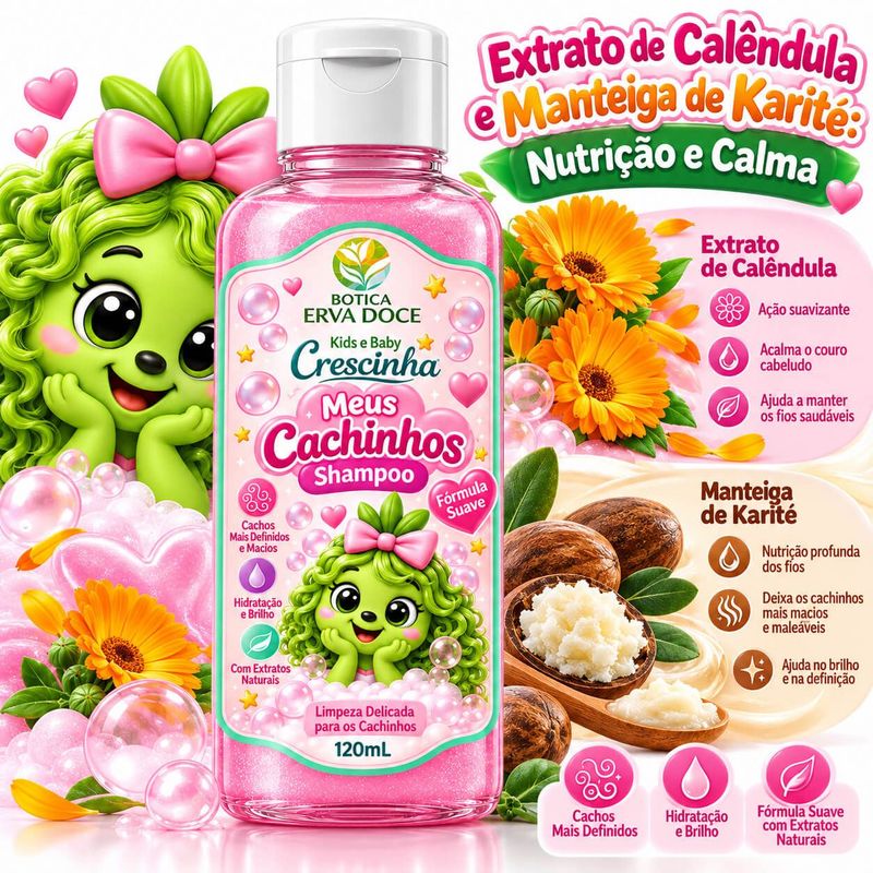 Shampoo Infantil Meus Cachinhos Crescinha- Hidratação  120ml