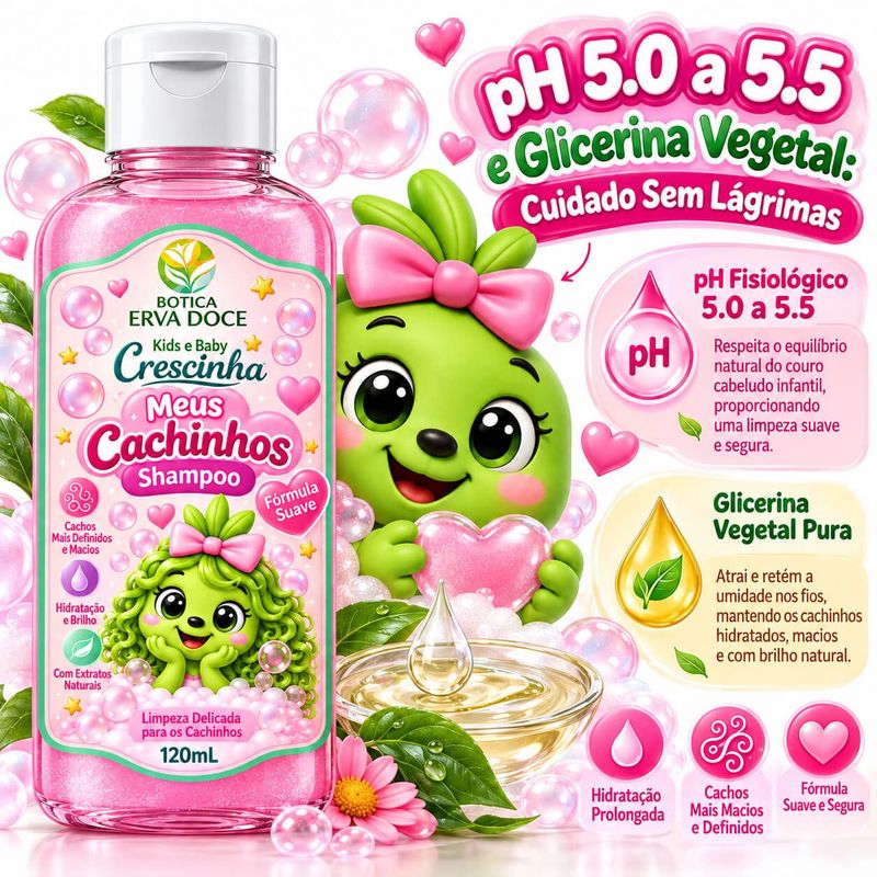 Shampoo Infantil Meus Cachinhos Crescinha- Hidratação  120ml