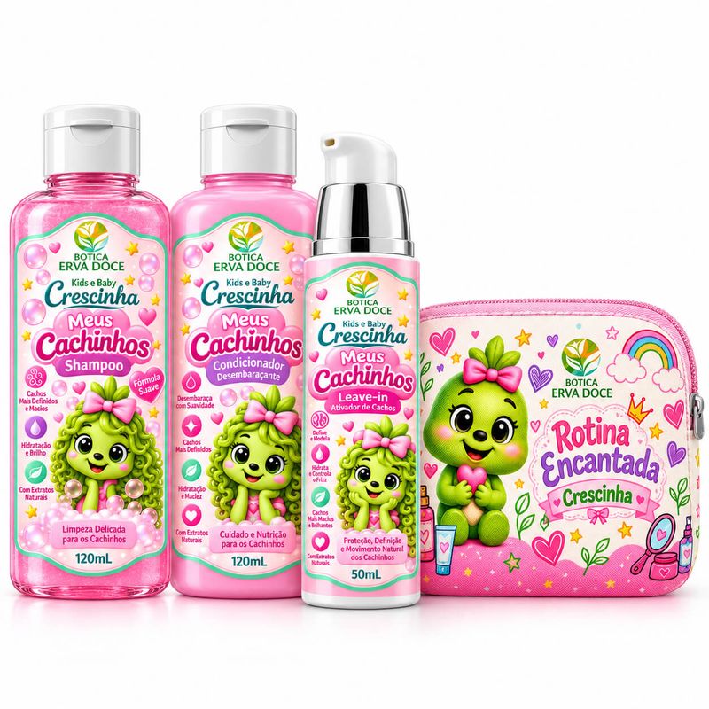 Kit Completo Meus Cachinhos Crescinha – Rotina de Limpeza 
