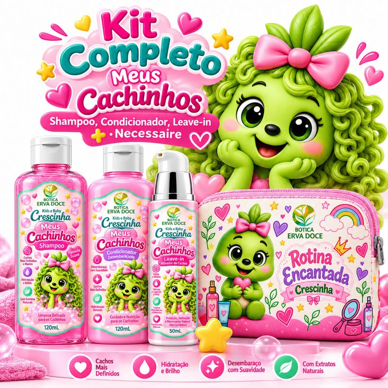 Kit Completo Meus Cachinhos Crescinha – Rotina de Limpeza 