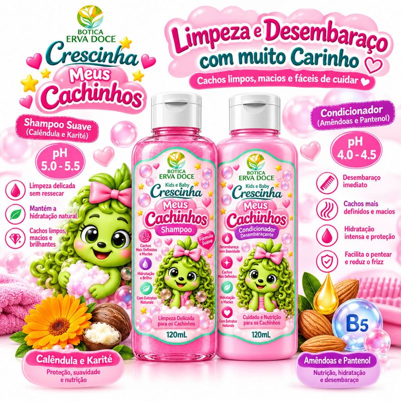 Kit Completo Meus Cachinhos Crescinha – Rotina de Limpeza 