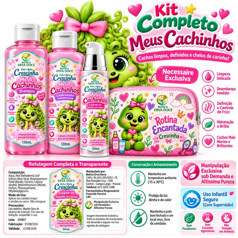 Kit Completo Meus Cachinhos Crescinha – Rotina de Limpeza 
