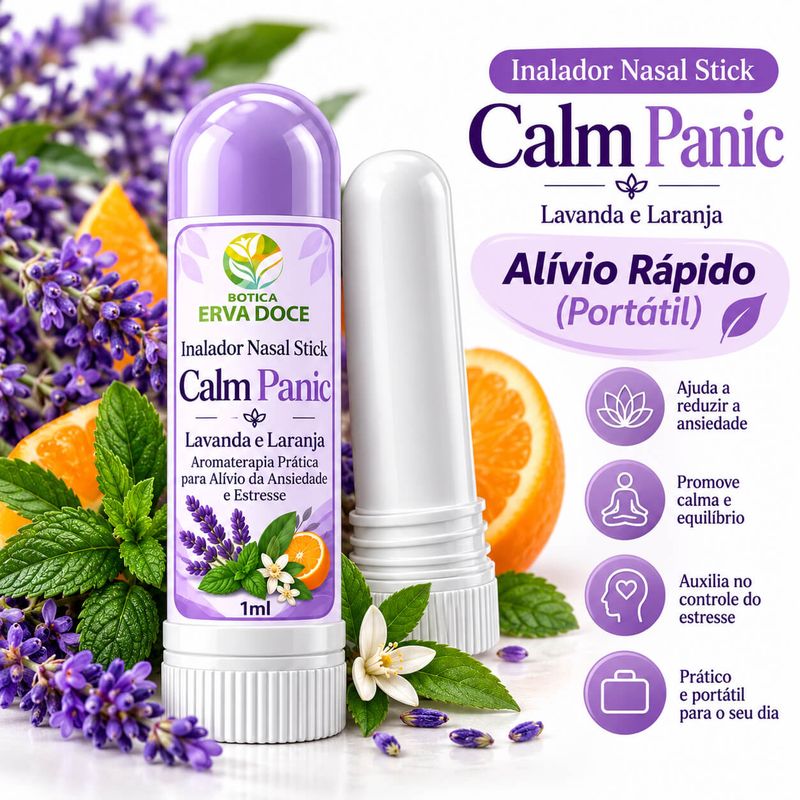 Inalador Nasal - Calm Panic  Alívio Natural da Ansiedade 