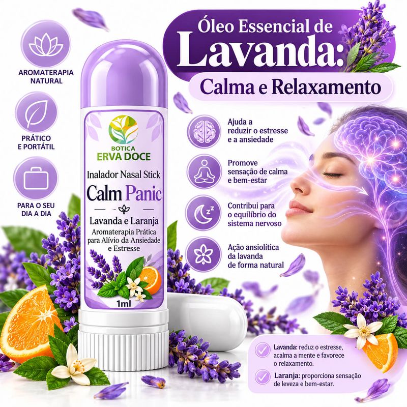 Inalador Nasal - Calm Panic  Alívio Natural da Ansiedade 