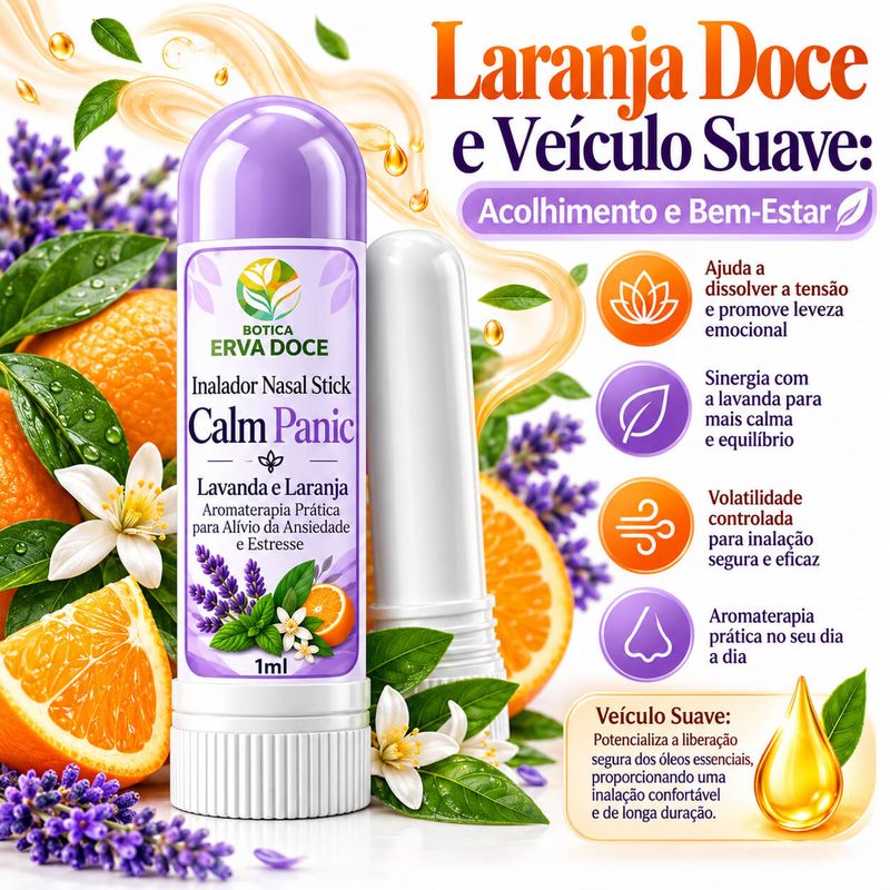 Inalador Nasal - Calm Panic  Alívio Natural da Ansiedade 