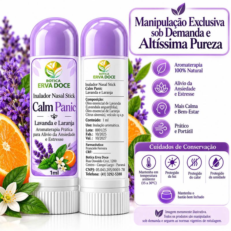 Inalador Nasal - Calm Panic  Alívio Natural da Ansiedade 