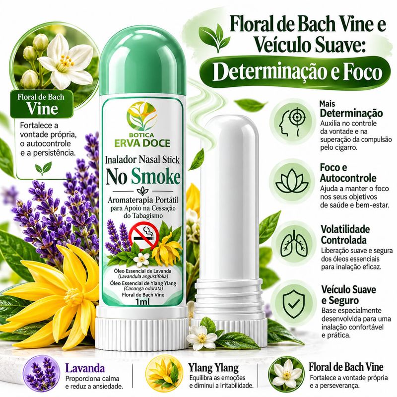 Inalador Nasal Stick No Smoke - Apoio Para Parar de Fumar