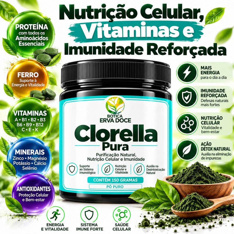 Clorella Pura –  Nutrição Celular e Imunidade 150g 