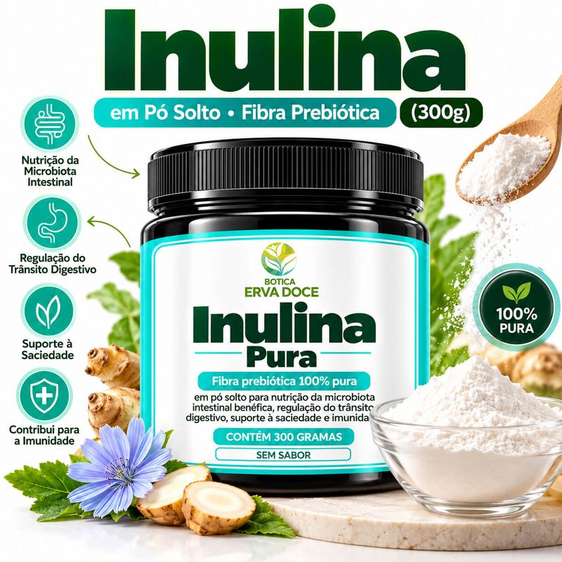 Inulina em Pó Solto -  Prebiótico Saúde Intestinal  300g