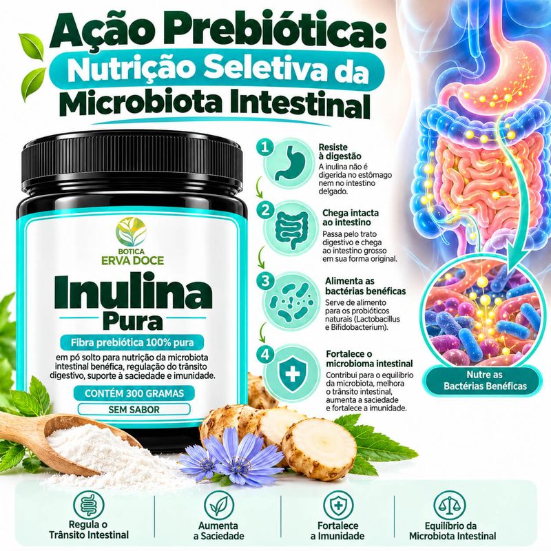 Inulina em Pó Solto -  Prebiótico Saúde Intestinal  300g