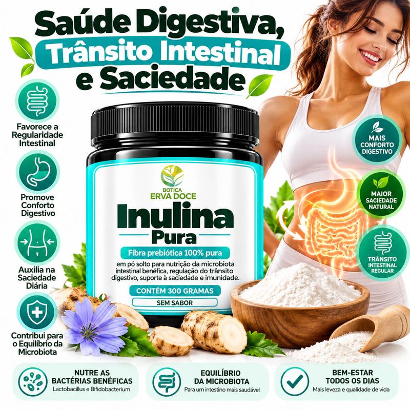 Inulina em Pó Solto -  Prebiótico Saúde Intestinal  300g