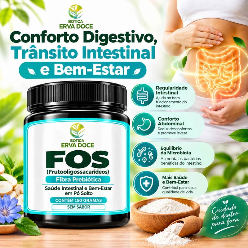FOS Frutooligossacarídeos em Pó  - Prebiótico 150 gramas
