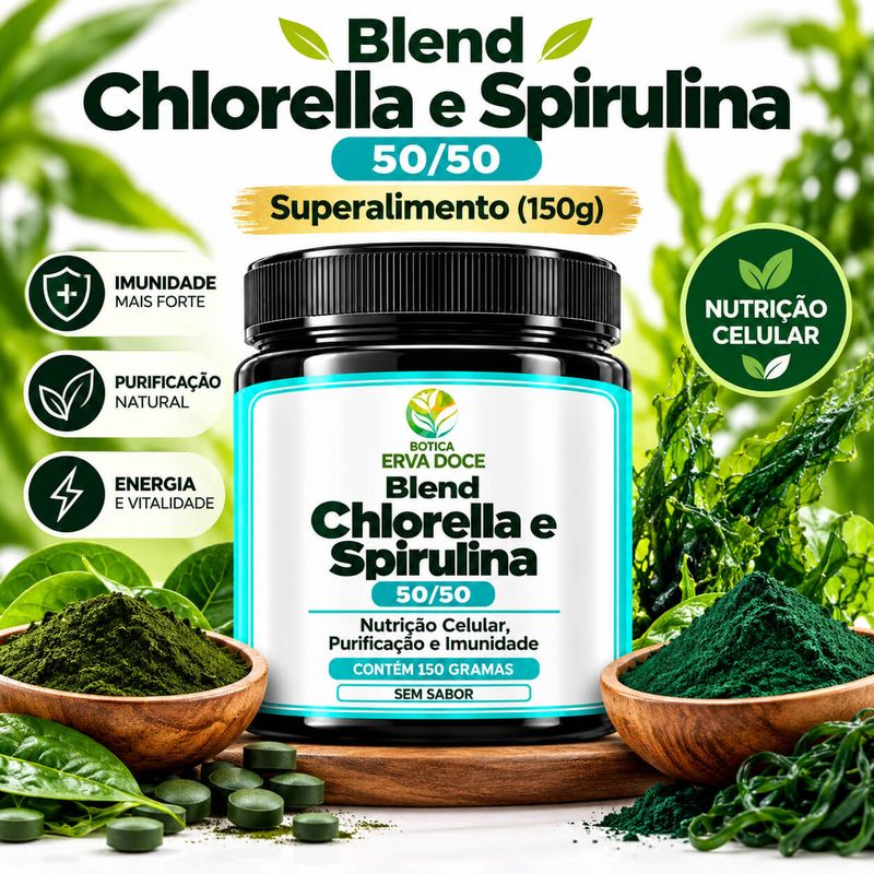 Blend Chlorella e  Spirulina 50/50 – Nutrição Celular 150g