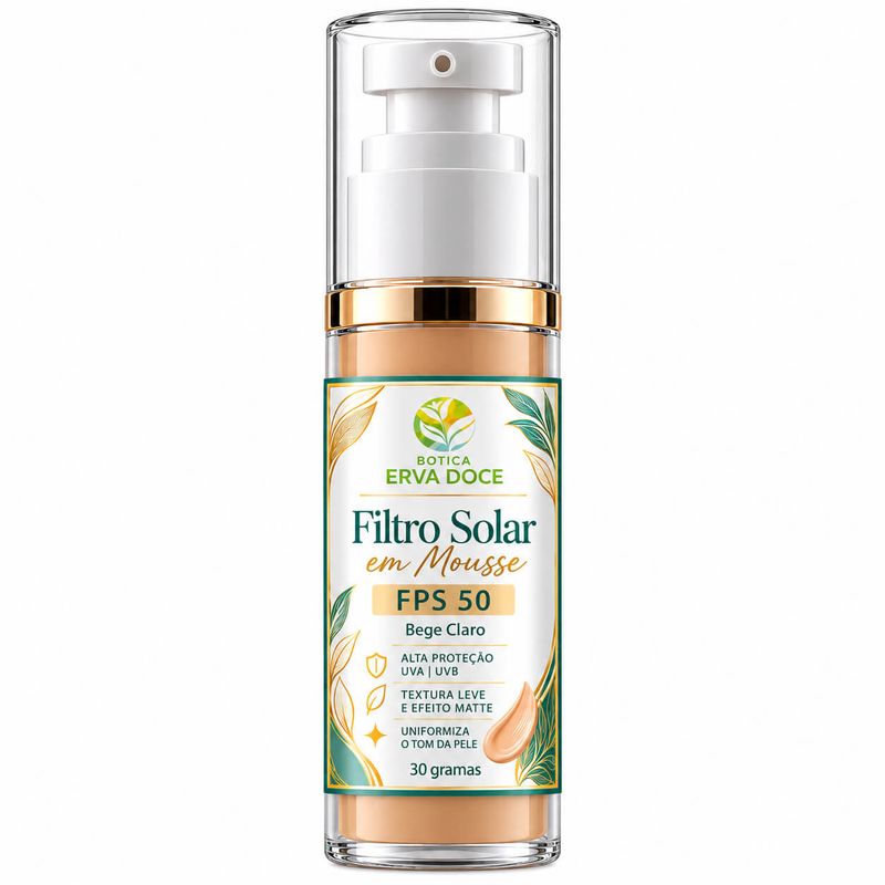 Protetor Solar em Mousse FPS 50 Bege Claro –  30g