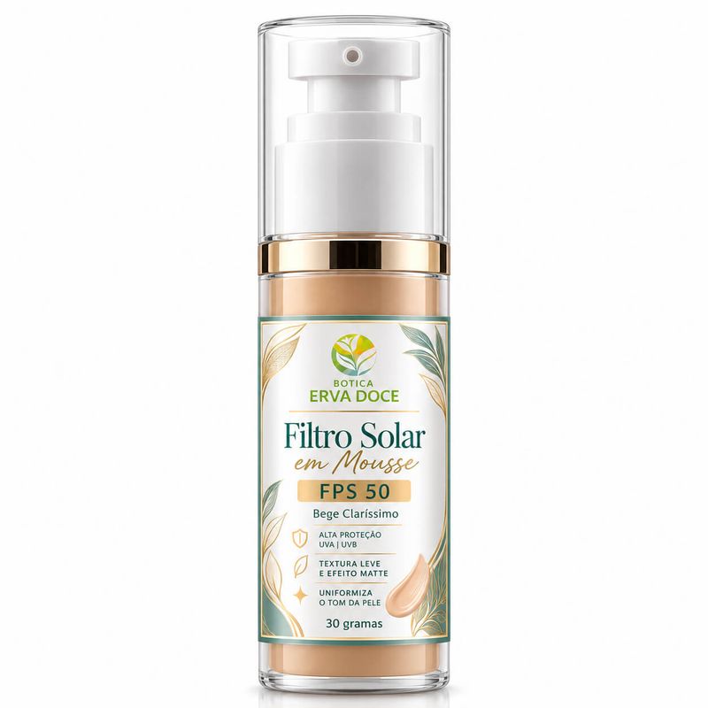 Protetor Solar em Mousse FPS 50 Bege Claríssimo  –  30g