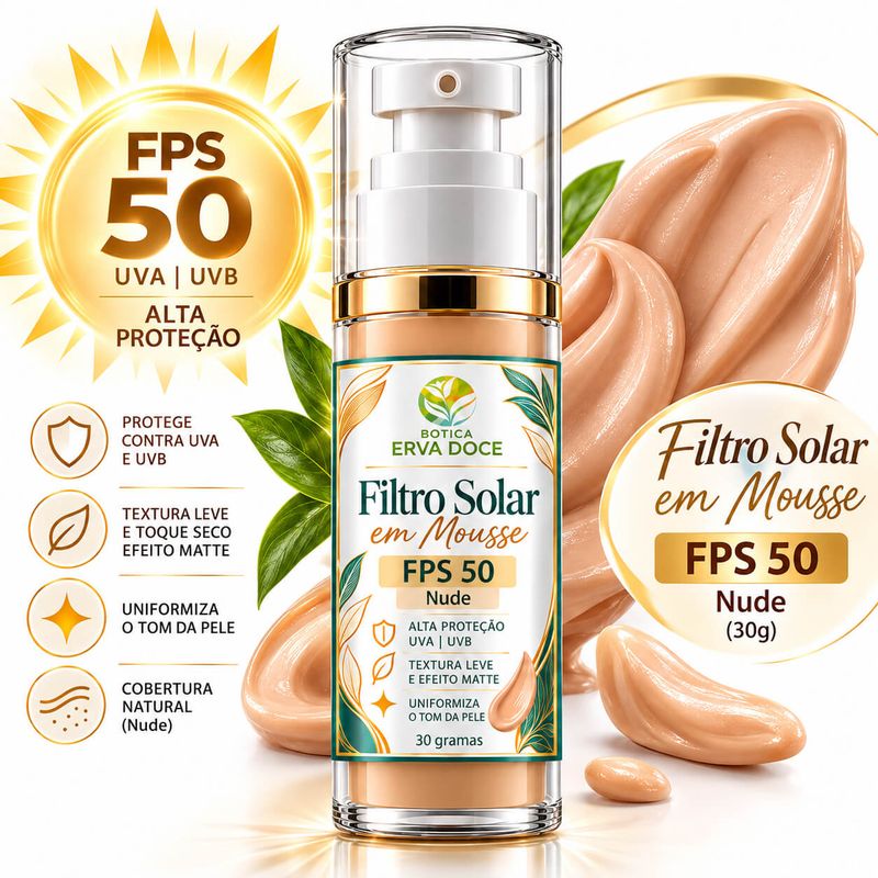 Protetor Solar em Mousse FPS 50 Nude  –  30g
