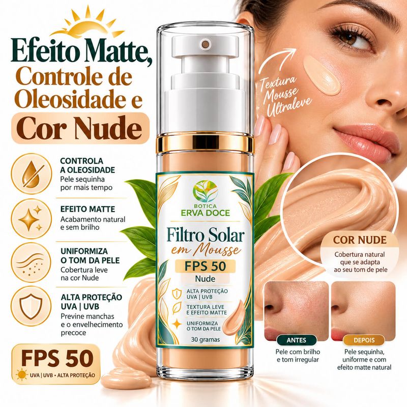 Protetor Solar em Mousse FPS 50 Nude  –  30g