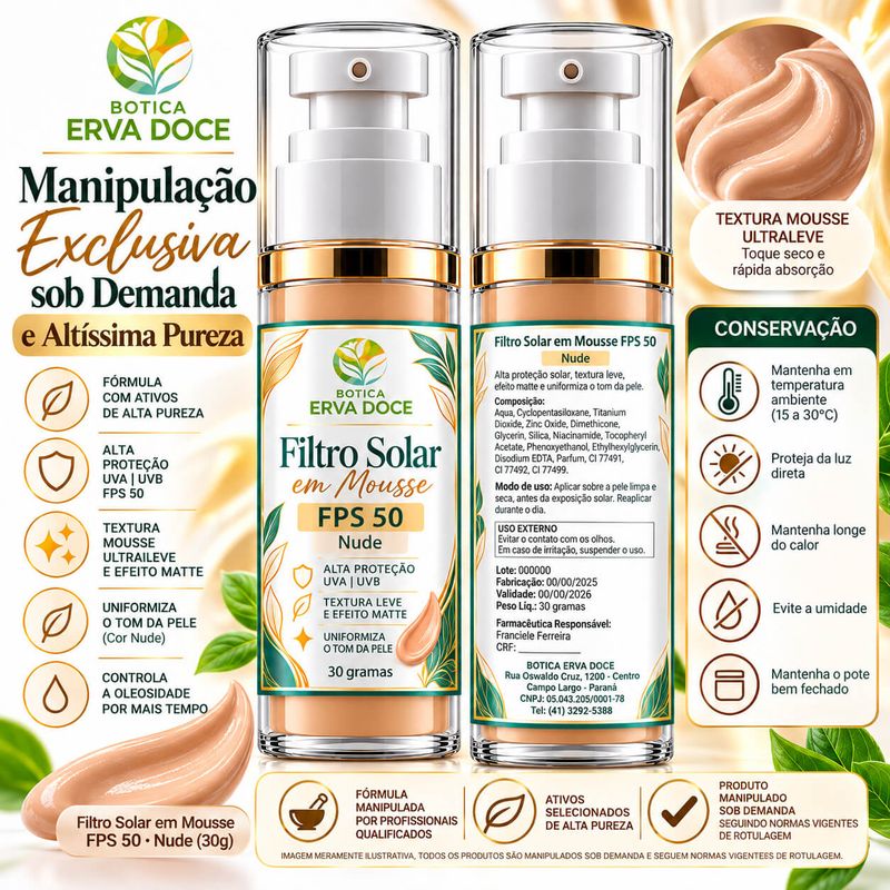 Protetor Solar em Mousse FPS 50 Nude  –  30g