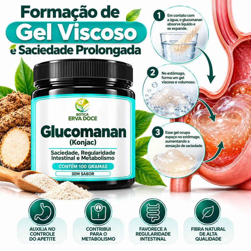 Glucomanan - Saciedade, Fibras e Metabolismo  100g 