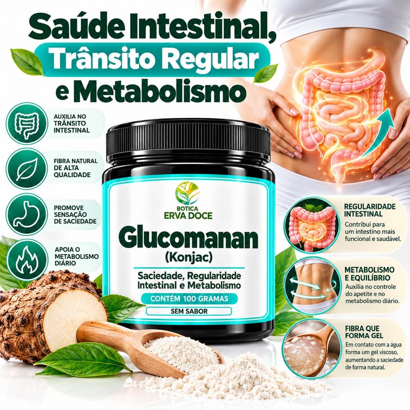 Glucomanan - Saciedade, Fibras e Metabolismo  100g 