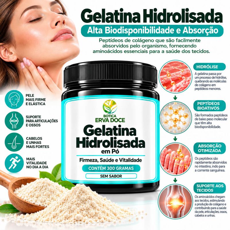 Gelatina Hidrolisada -  Firmeza e Vitalidade  em Pó 300g