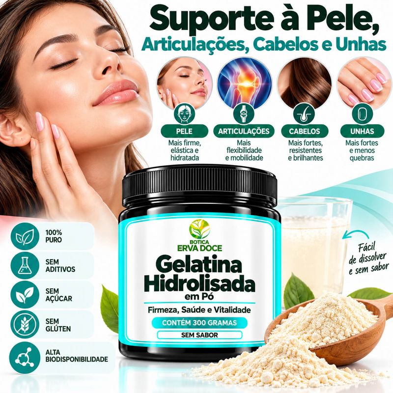Gelatina Hidrolisada -  Firmeza e Vitalidade  em Pó 300g