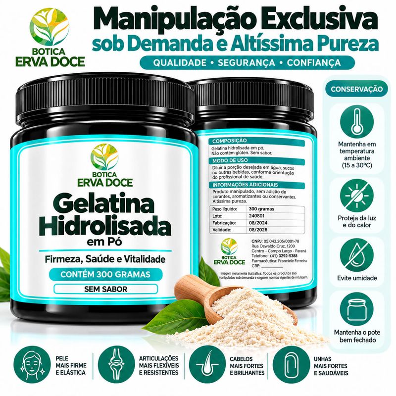 Gelatina Hidrolisada -  Firmeza e Vitalidade  em Pó 300g