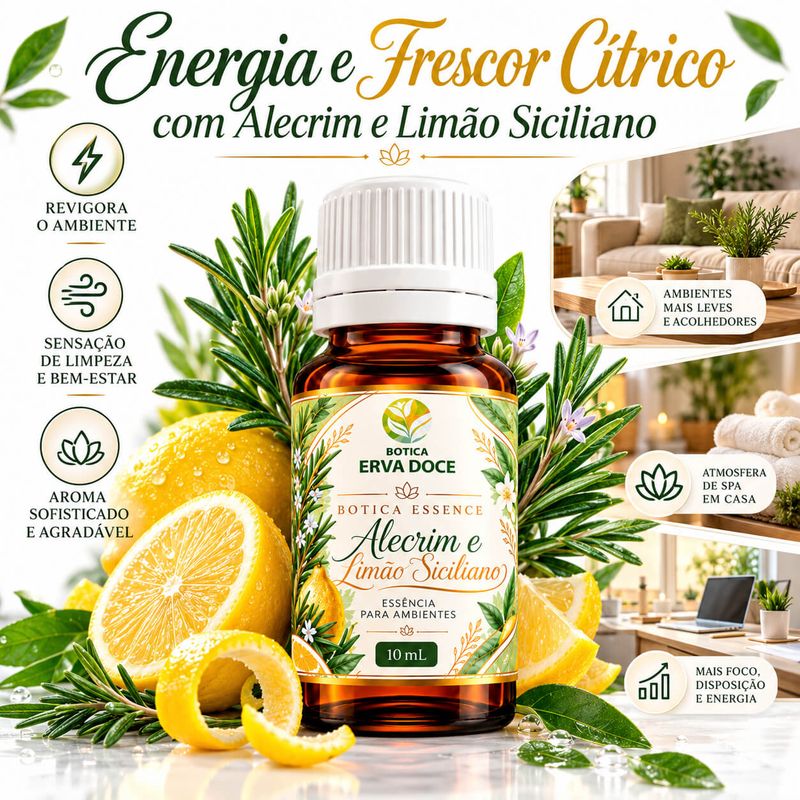 Essencia Pura Alecrim e Limão Siciliano – Aromatizante  10ml