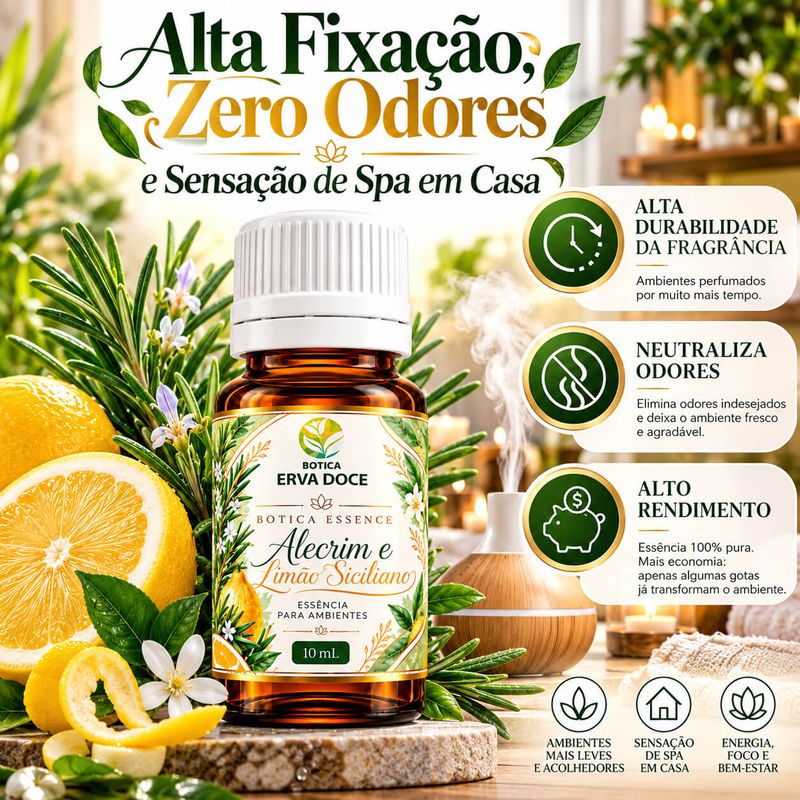 Essencia Pura Alecrim e Limão Siciliano – Aromatizante  10ml