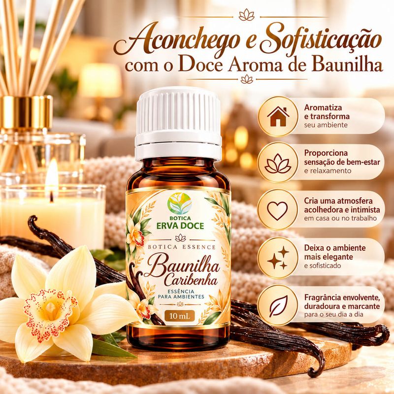 Essência Pura Baunilha Home e Spa 10ml - Aromatizante