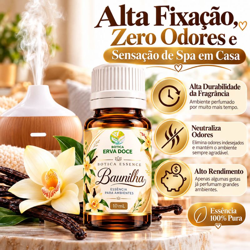 Essência Pura Baunilha Home e Spa 10ml - Aromatizante