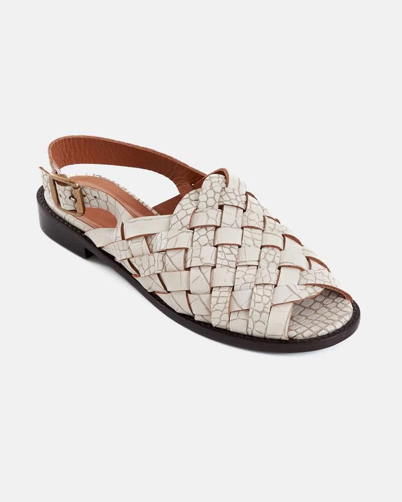 Sandália Rasteira Josefa Croco Off-White