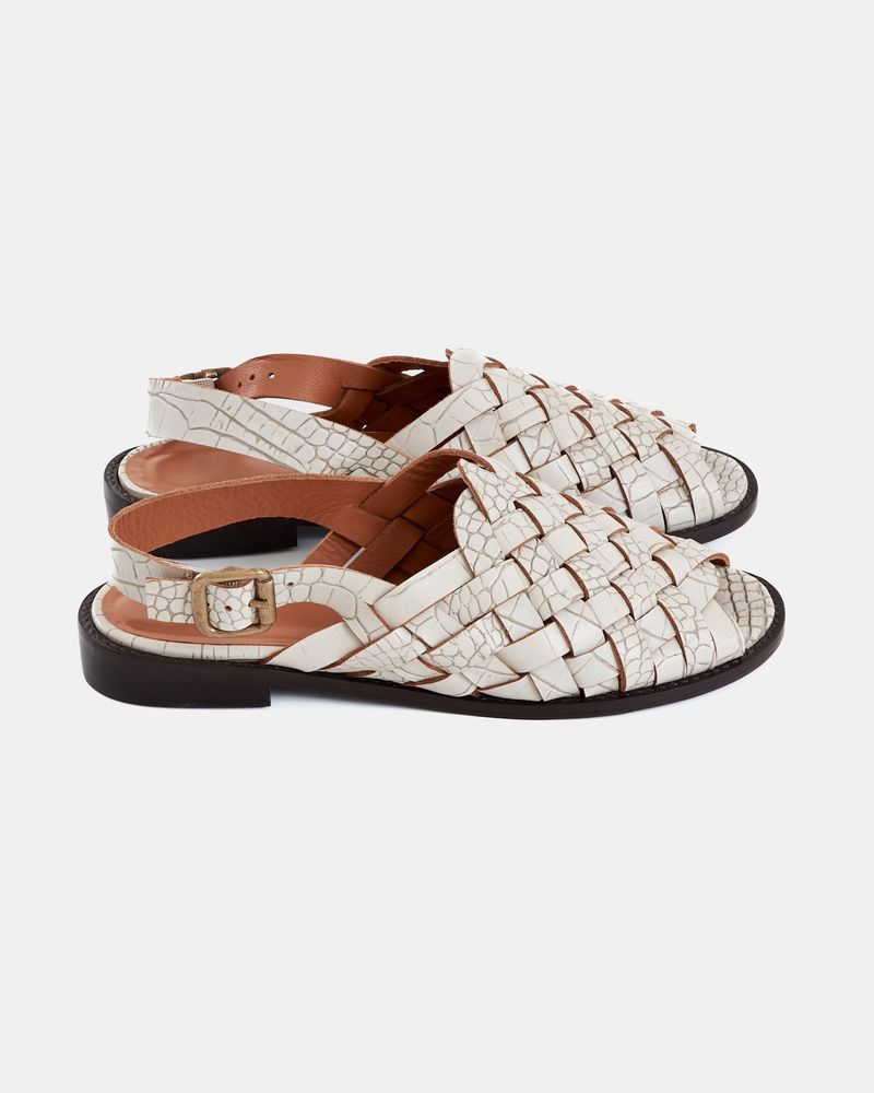 Sandália Rasteira Josefa Croco Off-White