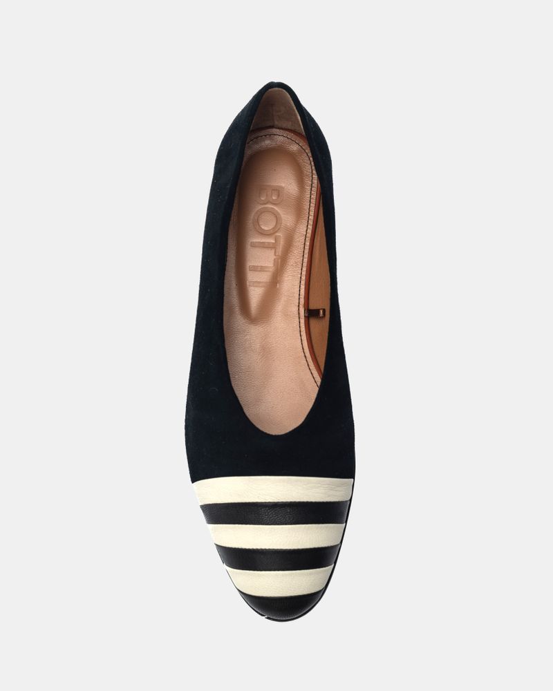 Sapatilha Gabi Listas Preto e Off-White