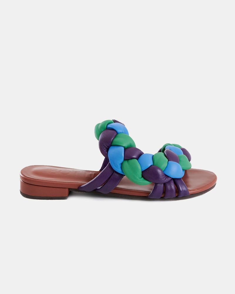 Sandália Rasteira Rapunzel Roxo e Verde