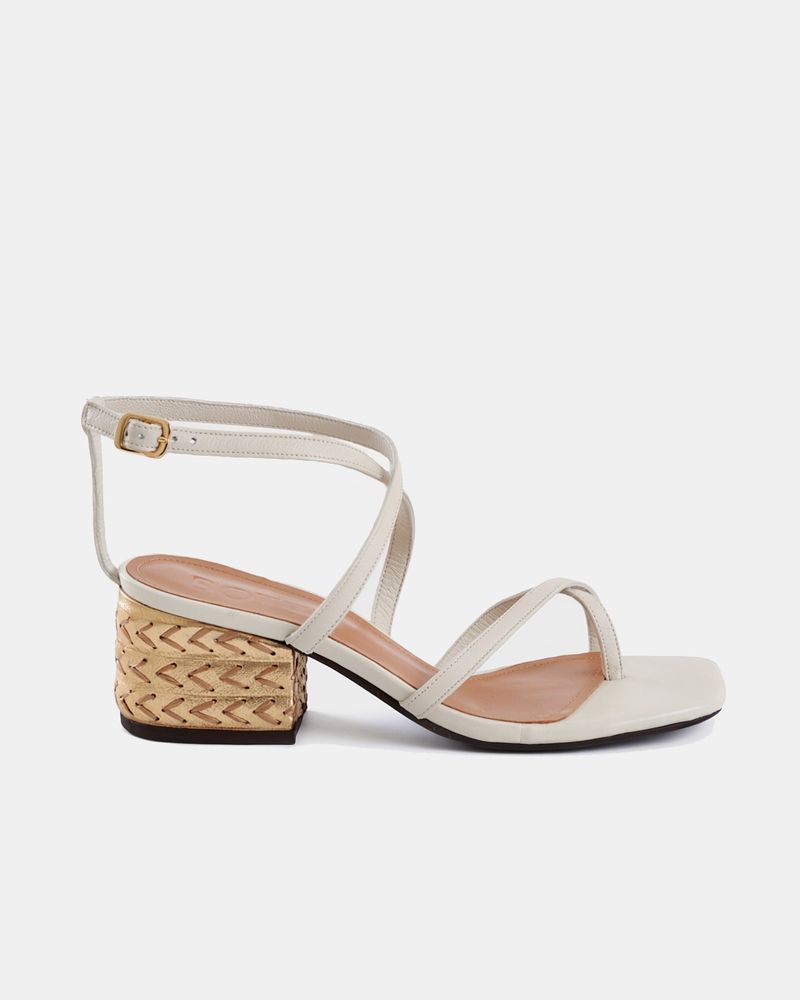 Sandália Salto Médio Hilda Off-white