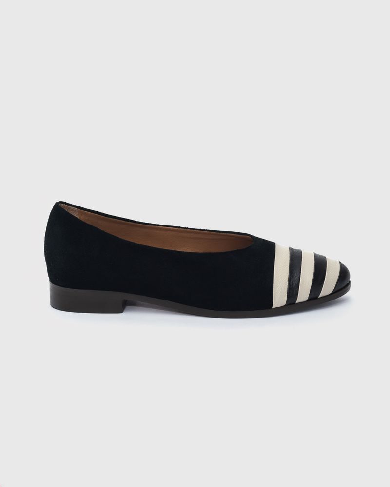 Sapatilha Gabi Listas Preto e Off-White