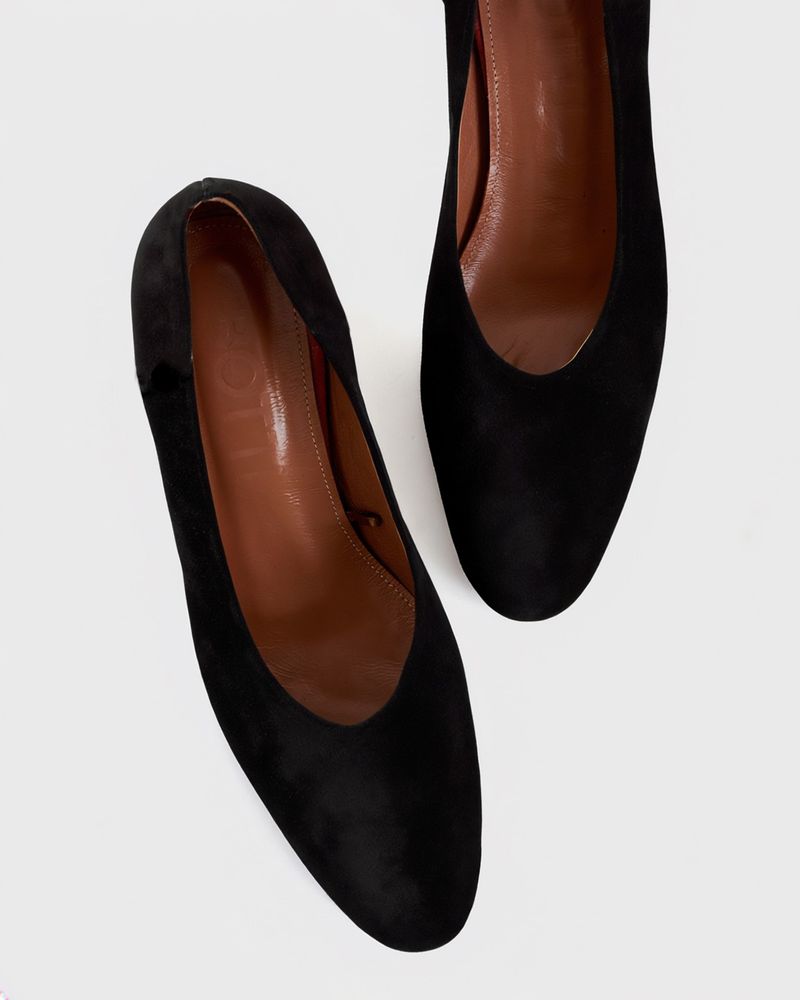 Scarpin Gabrielle Camurça  Preto