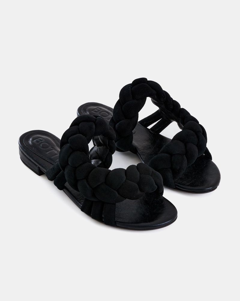 Sandália Rasteira Rapunzel Camurça Preto