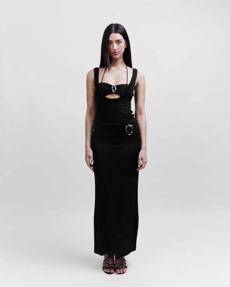 Solace skirt- Preto com metal prata