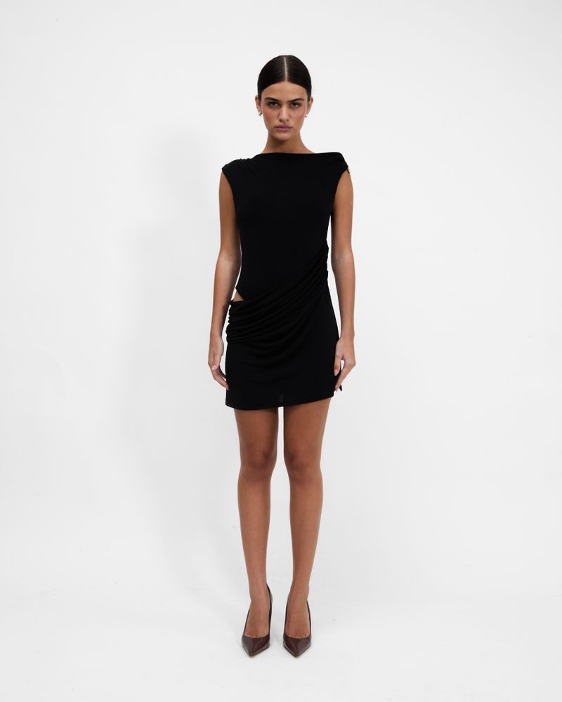 Ivy Dress - Preto com Dourado 