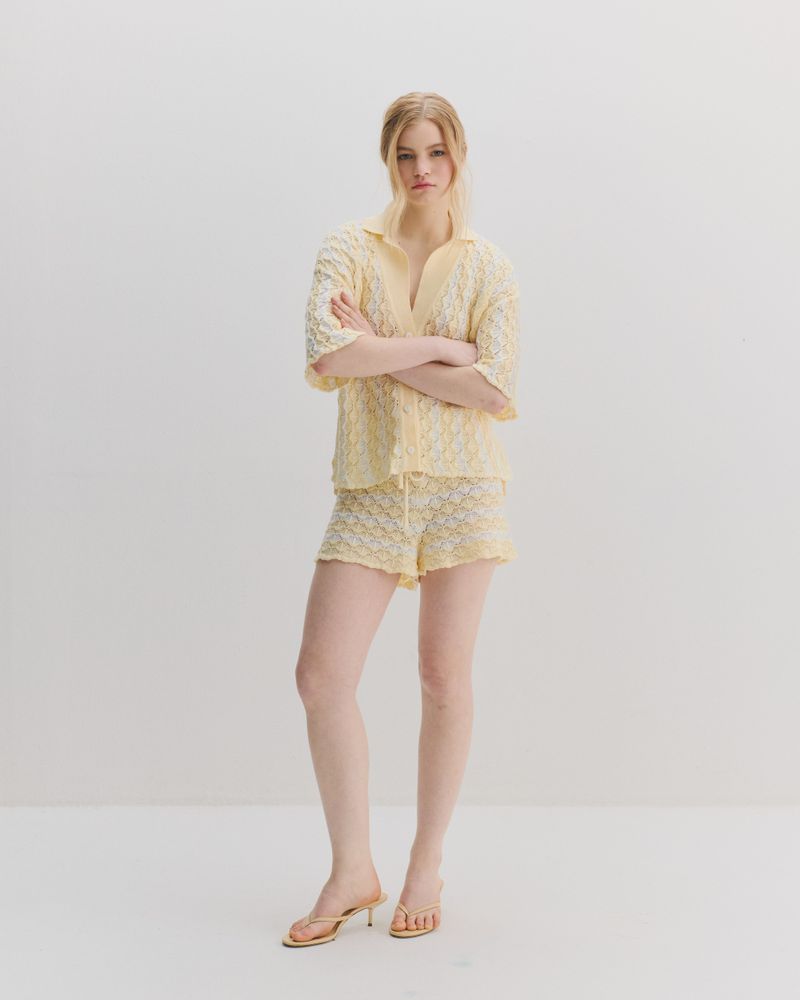 Daisy Shorts - Amarelo e Off white 