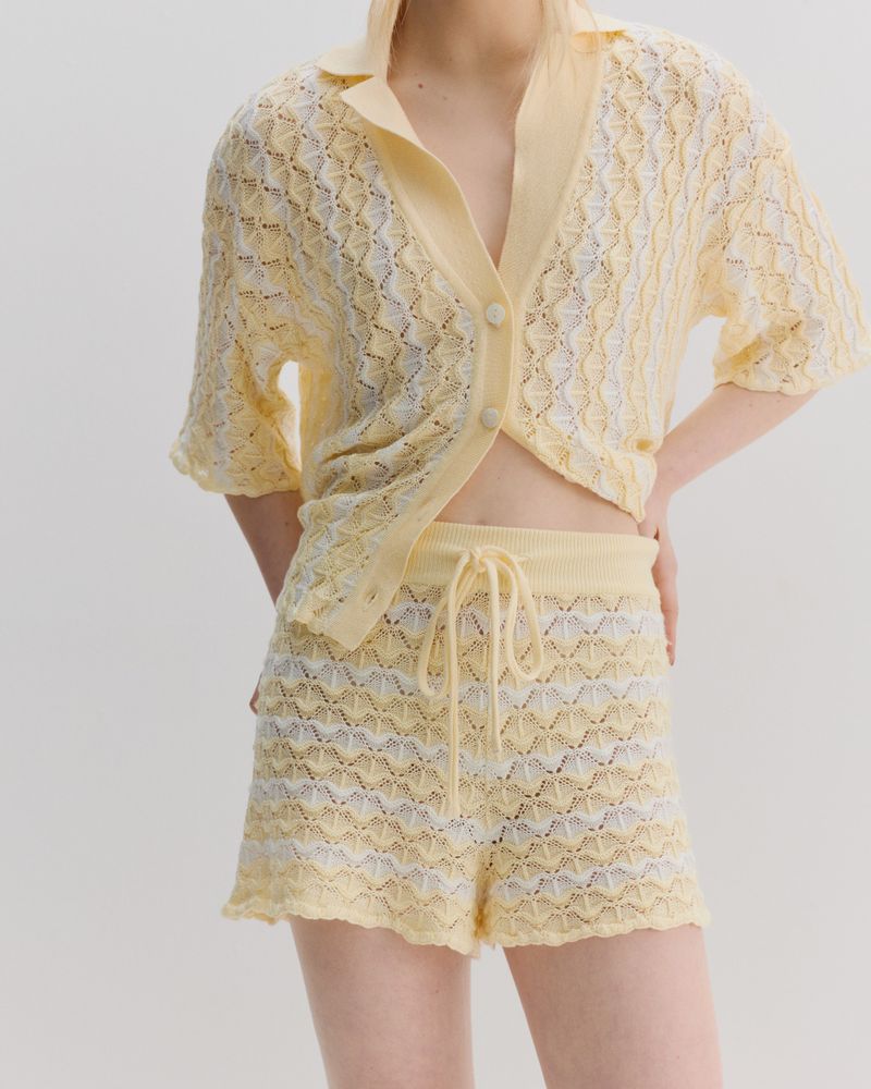 Daisy Shorts - Amarelo e Off white 