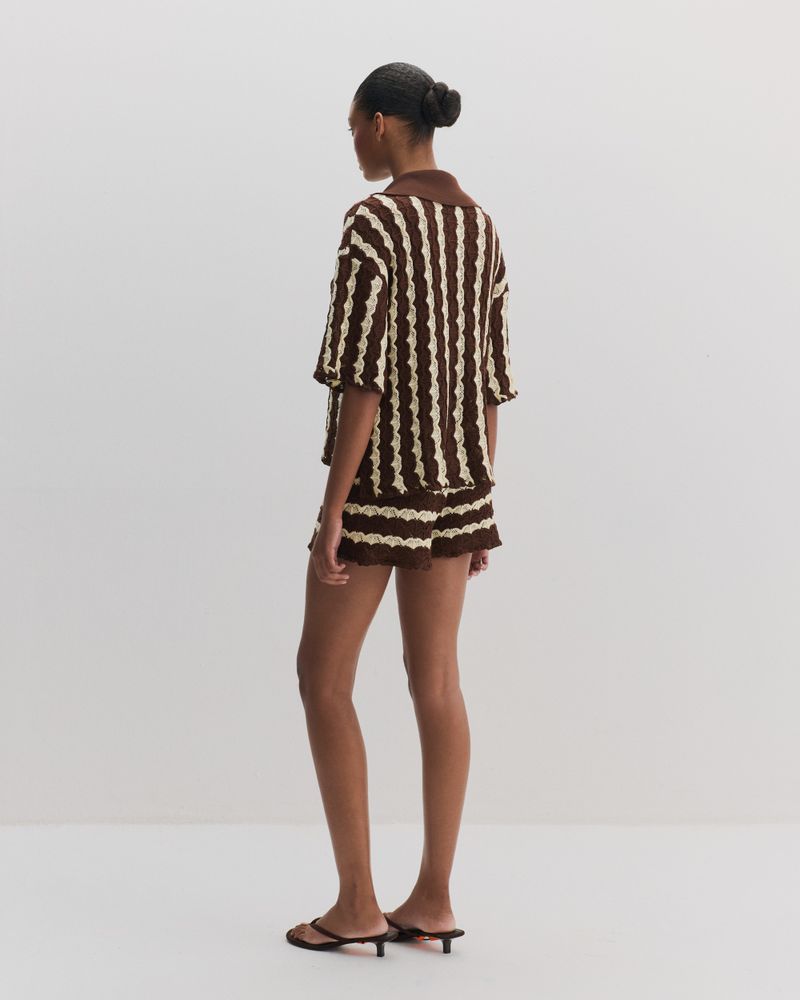 Daisy Shorts - Marrom e Amarelo manteiga 