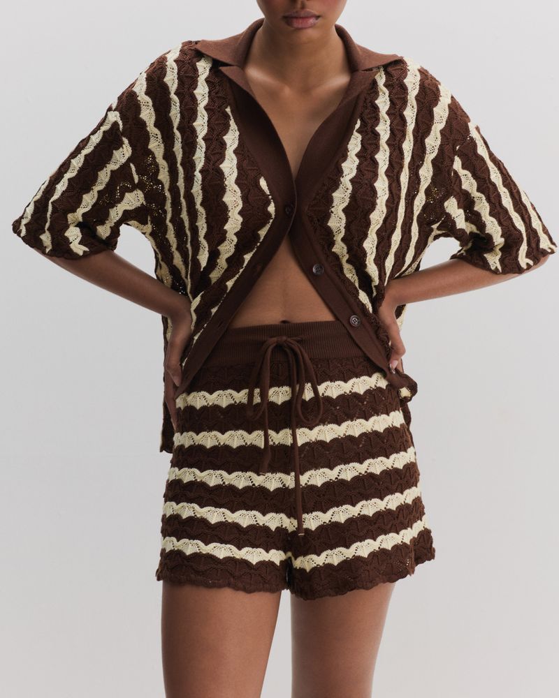 Daisy Shorts - Marrom e Amarelo manteiga 