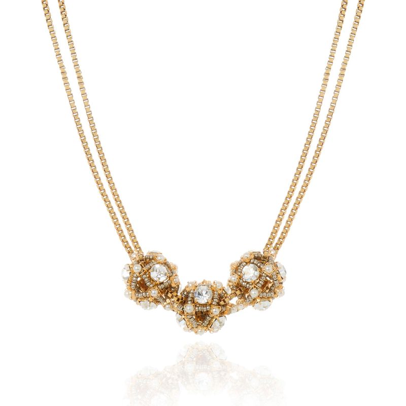 Colar Três Esferas Rendadas 