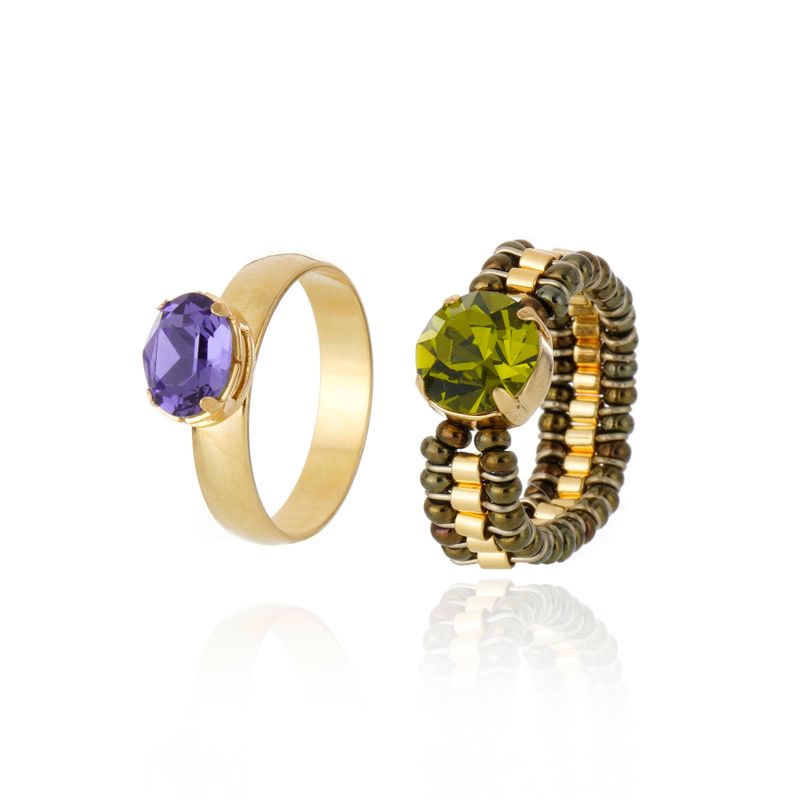 Anel solitário oval Tanzanite