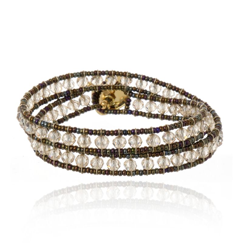 Pulseira 2 Voltas Cristal Greige